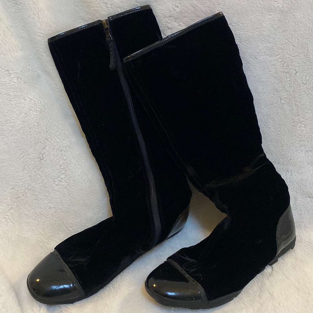 Prada Black Velvet boots size 8